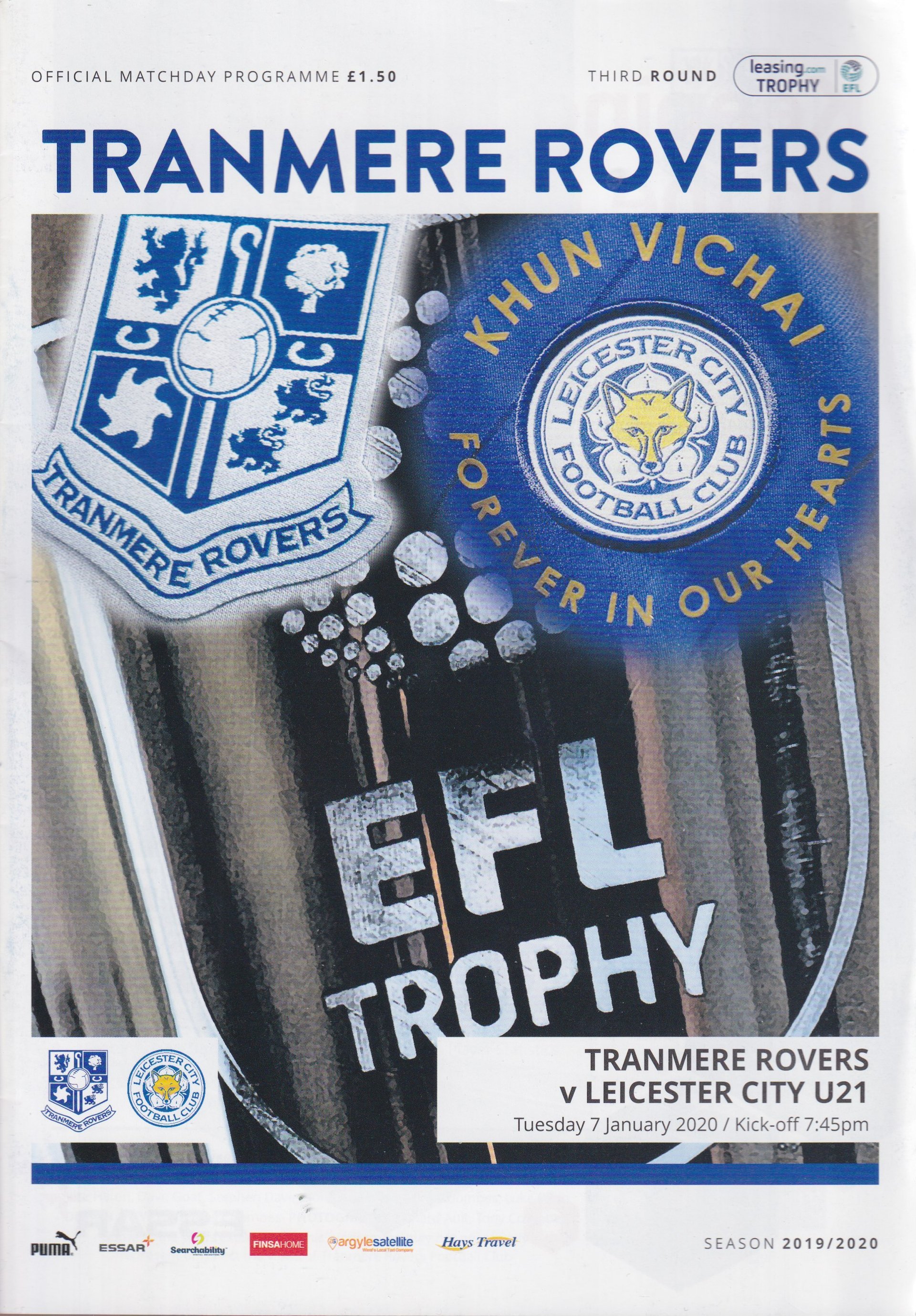 Tranmere Rovers v Leicester City U21 match programme